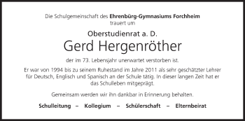 Anzeige von Gerd Hergenröther von MGO