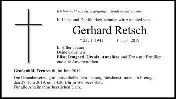 Anzeige von Gerhard Retsch von MGO