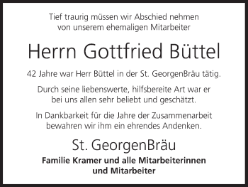 Anzeige von Gottfried Büttel von MGO