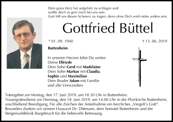 Anzeige von Gottfried Büttel von MGO