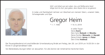Anzeige von Gregor Heim von MGO