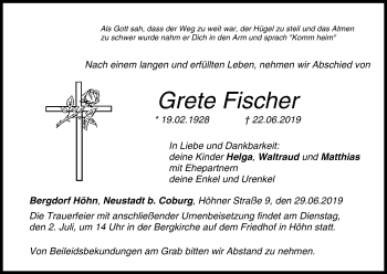 Anzeige von Grete Fischer von MGO