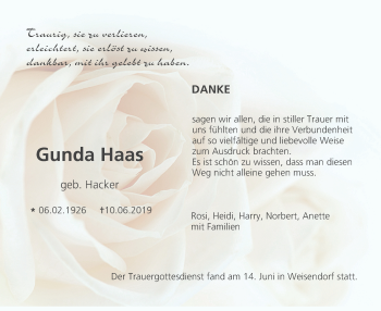 Anzeige von Gunda Haas von MGO