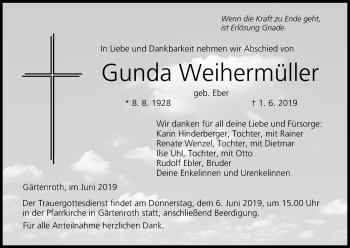 Anzeige von Gunda Weihermüller von MGO