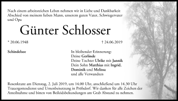 Anzeige von Günter Schlosser von MGO