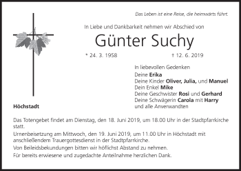 Anzeige von Günter Suchy von MGO