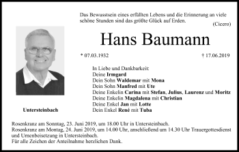 Anzeige von Hans Baumann von MGO