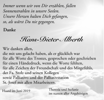 Anzeige von Hans-Dieter Alberth von MGO