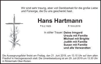 Anzeige von Hans Hartmann von MGO