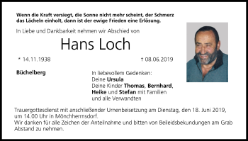 Anzeige von Hans Loch von MGO