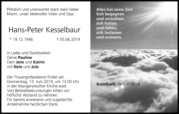Anzeige von Hans-Peter Kesselbaur von MGO