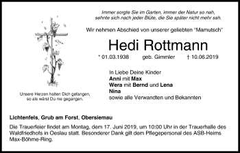 Anzeige von Hedi Rottmann von MGO
