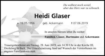 Anzeige von Heidi Glaser von MGO