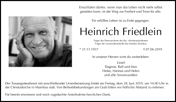 Anzeige von Heinrich Friedlein von MGO
