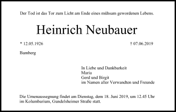 Anzeige von Heinrich Neubauer von MGO