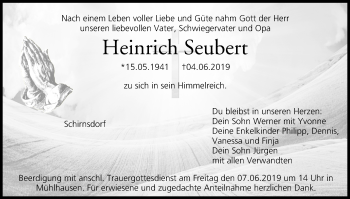 Anzeige von Heinrich Seubert von MGO