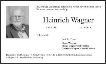 Anzeige von Heinrich Wagner von MGO