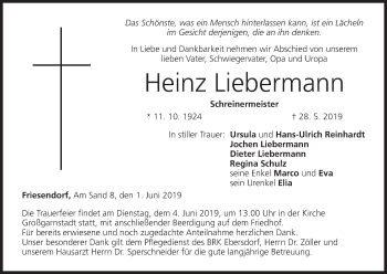 Anzeige von Heinz Liebermann von MGO