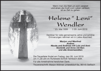 Anzeige von Helene Wendler von MGO