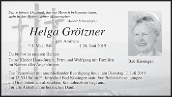 Anzeige von Helga Grötzner von MGO