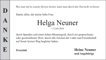 Anzeige von Helga Neuner von MGO