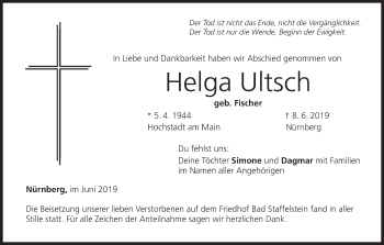 Anzeige von Helga Ultsch von MGO