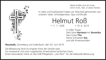 Anzeige von Helmut Roß von MGO