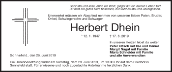 Anzeige von Herbert Dhein von MGO