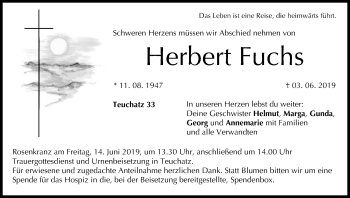 Anzeige von Herbert Fuchs von MGO