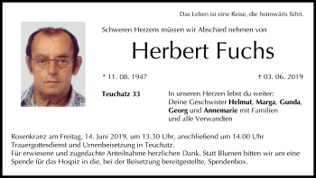 Anzeige von Herbert Fuchs von MGO