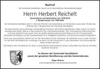 Anzeige von Herbert Reichelt von MGO