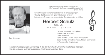 Anzeige von Herbert Schulz von MGO