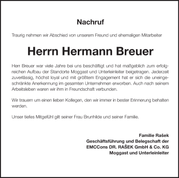 Anzeige von Hermann Breuer von MGO