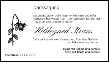 Anzeige von Hildegard Kraus von MGO