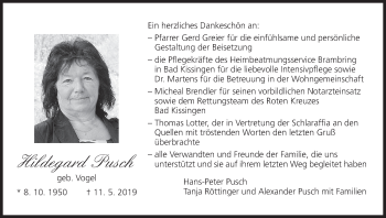 Anzeige von Hildegard Pusch von MGO