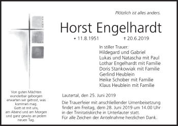 Anzeige von Horst Engelhardt von MGO