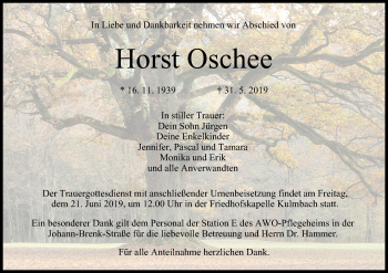 Anzeige von Horst Oschee von MGO