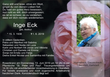 Anzeige von Inge Eck von MGO