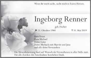 Anzeige von Ingeborg Renner von MGO