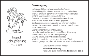 Anzeige von Ingrid Schüpferling von MGO