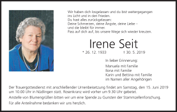 Anzeige von Irene Seit von MGO