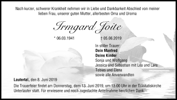 Anzeige von Irmgard Joite von MGO