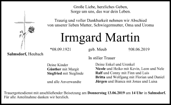 Anzeige von Irmgard Martin von MGO