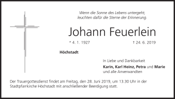 Anzeige von Johann Feuerlein von MGO