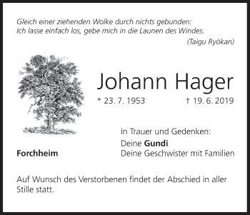 Anzeige von Johann Hager von MGO