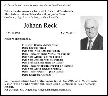 Anzeige von Johann Reck von MGO