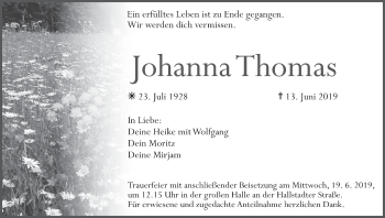 Anzeige von Johanna Thomas von MGO