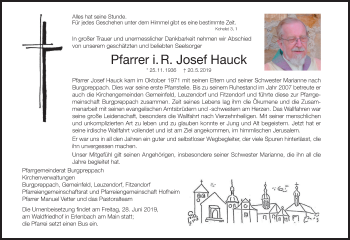 Anzeige von Josef Hauck von MGO