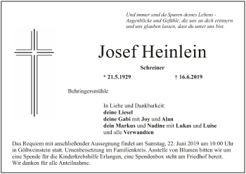 Anzeige von Josef Heinlein von MGO