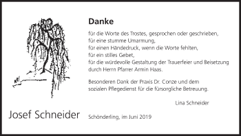 Anzeige von Josef Schneider von MGO